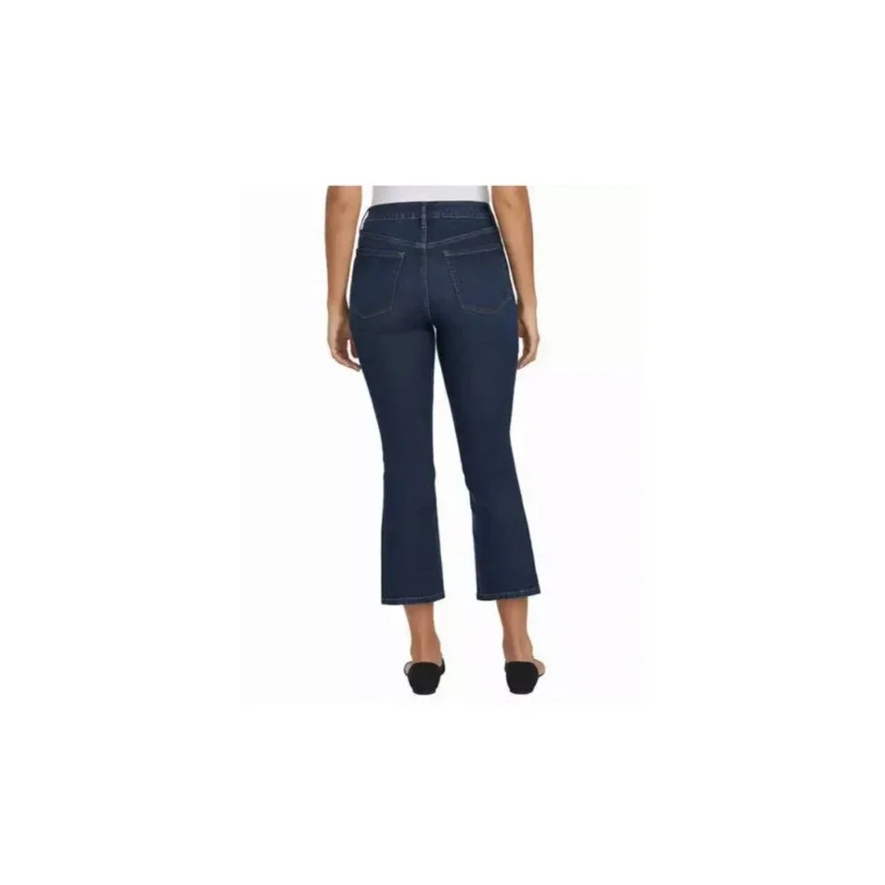 Chaps Ladies' Mid Rise Crop Kick‎ Flare Jeans Dark Blue Denim Size 6/28 NWT